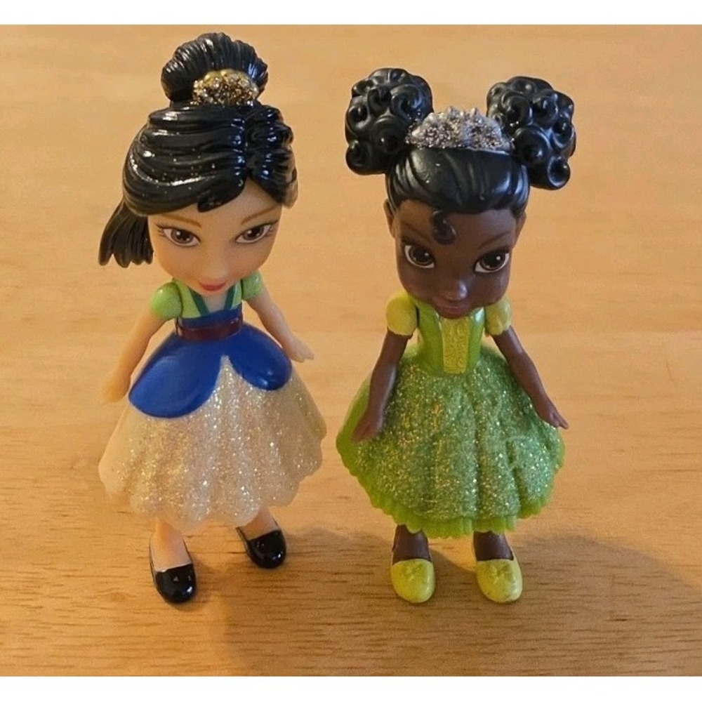Lot of 2 Disney Princess Mini Toddler Dolls Princess Mulan Princess Tiana Jakks